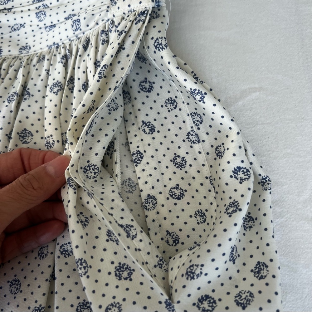 Vintage Union Made JH Collectibles White and Blue Floral Maxi Skirt - Picture 6 of 14